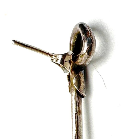 Modernist Turkish Sterling Silver Knot Earrings — Artist Signed — EUC - Picture 4 of 7